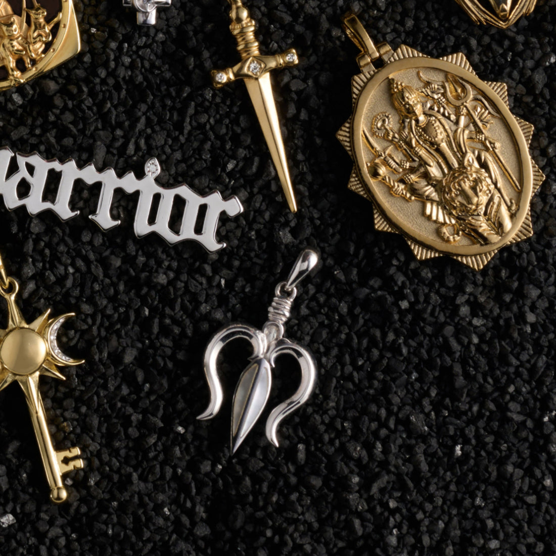 Awe Inspired Pendants Mother of Pearl Trident Amulet