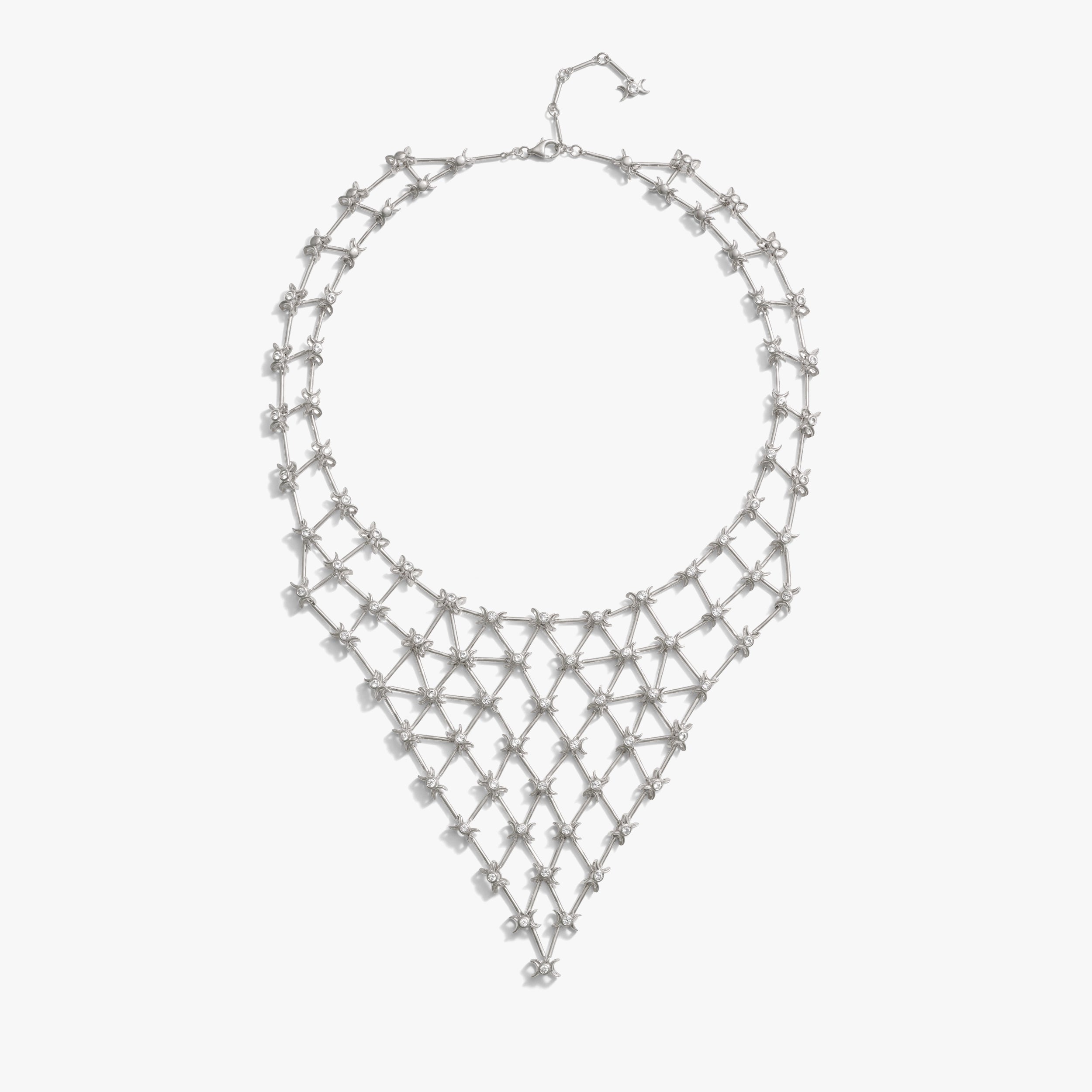 Awe Inspired Necklaces Oxidized 925 Sterling Silver Triple Moon Connector Bib