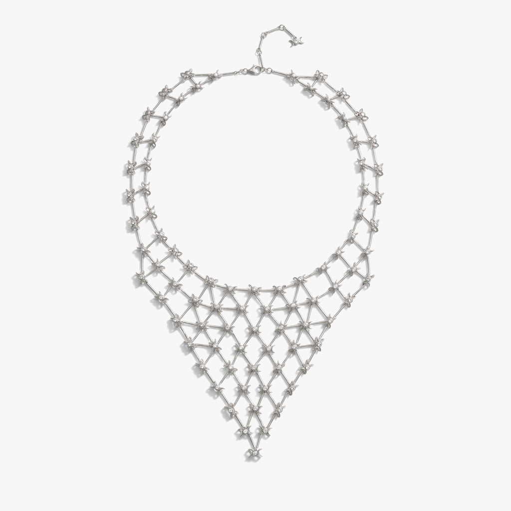 Awe Inspired Necklaces Oxidized 925 Sterling Silver Triple Moon Connector Bib