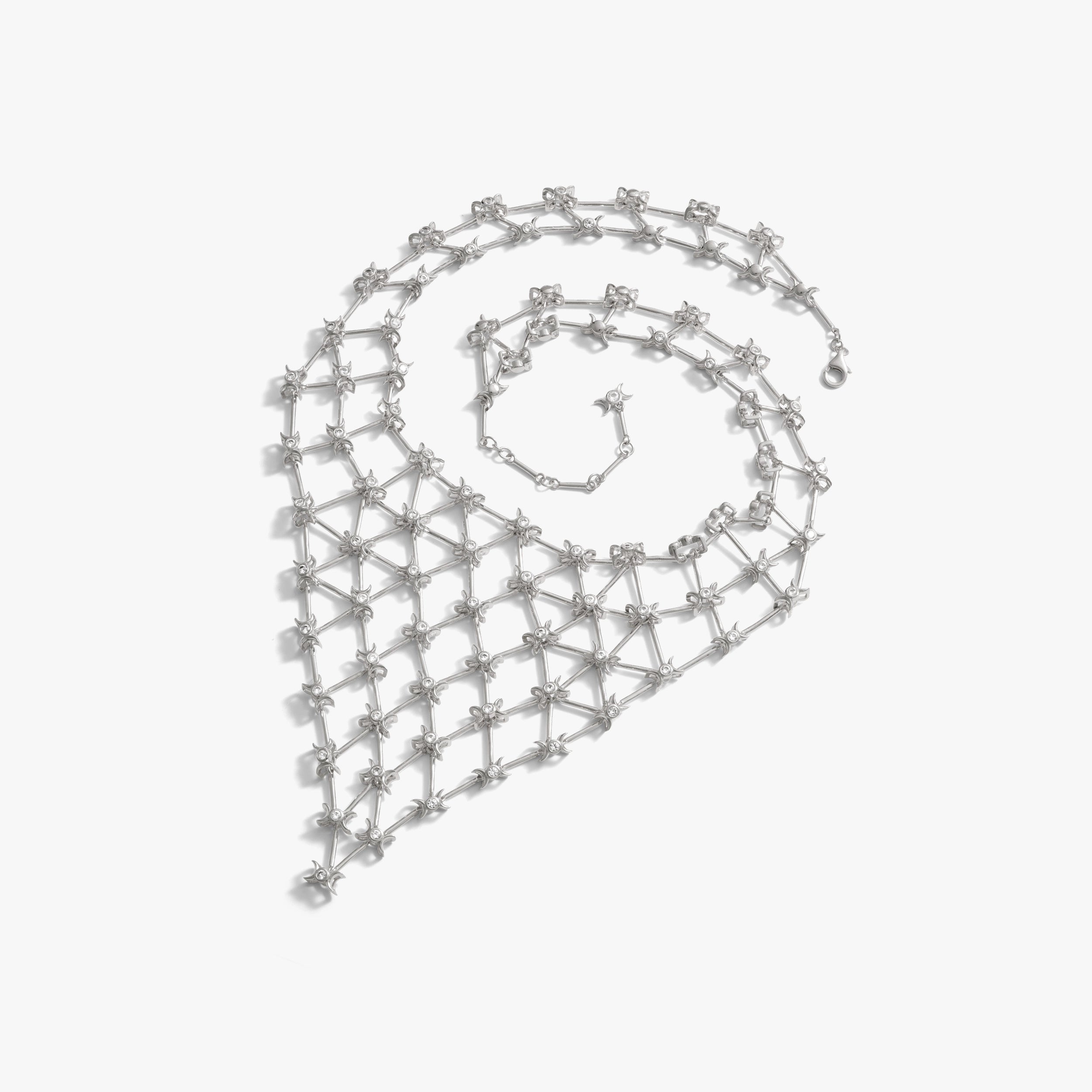 Awe Inspired Necklaces Oxidized 925 Sterling Silver Triple Moon Connector Bib