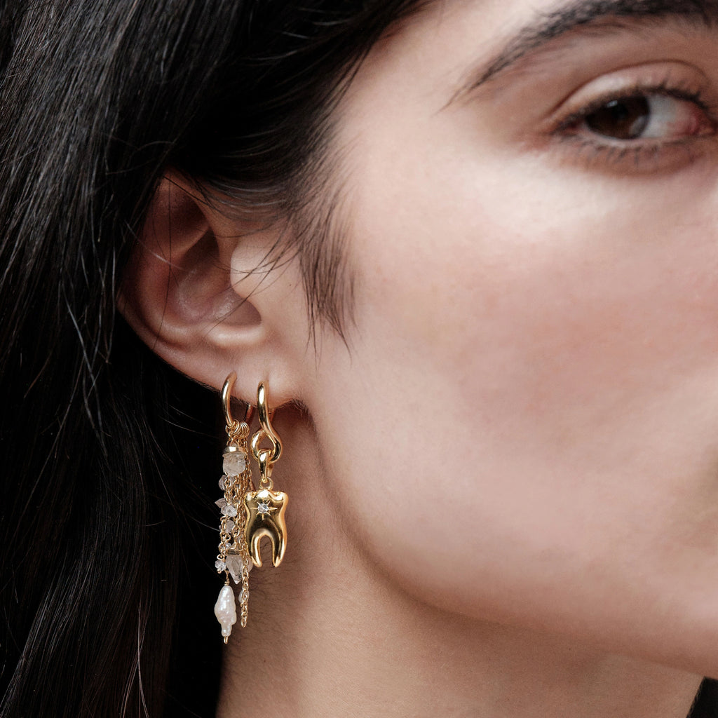 Awe Inspired Earrings Sapphire Tooth Collector Earrings