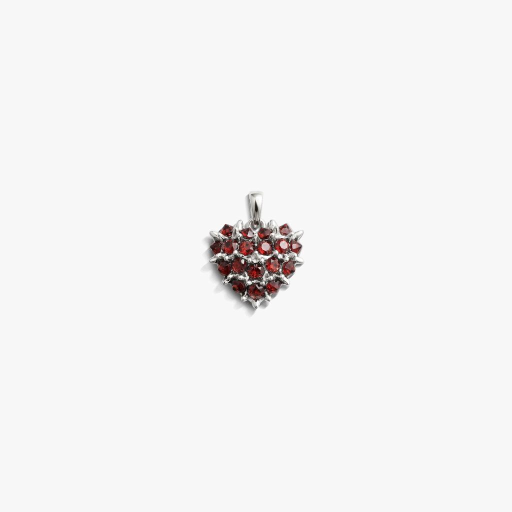 Awe Inspired Pendants 925 Sterling Silver Gemstone Spiked Heart Locket Necklace
