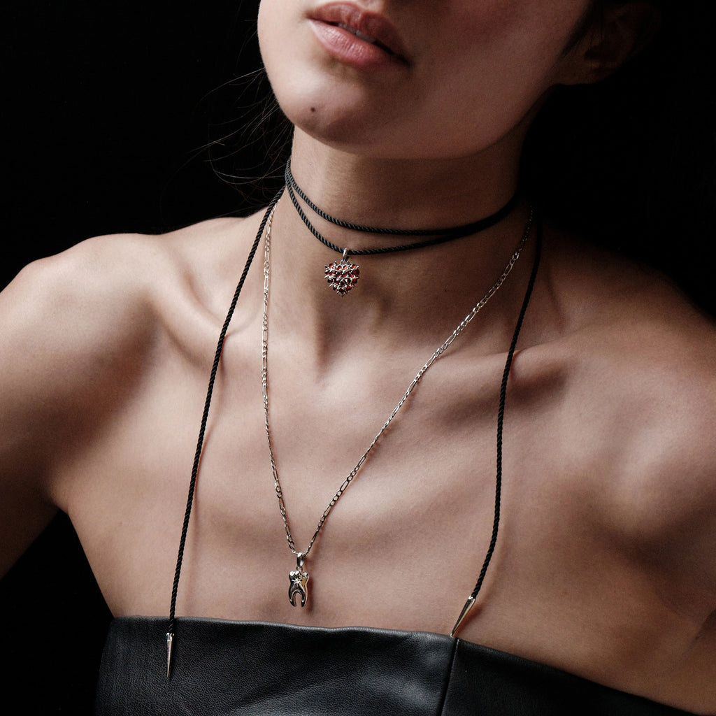 Awe Inspired Pendants Gemstone Spiked Heart Locket