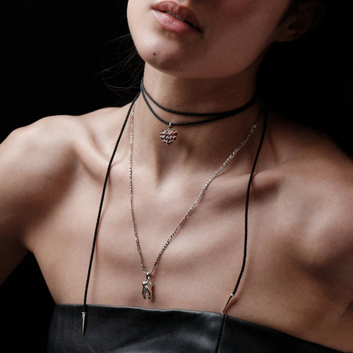 Awe Inspired Pendants Gemstone Spiked Heart Locket