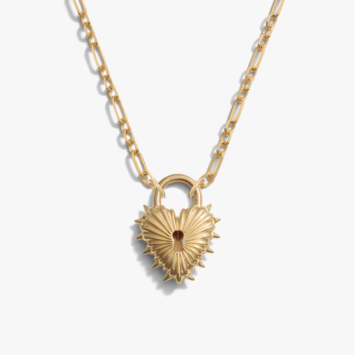 Awe Inspired Necklaces 14K Gold Vermeil Spiked Heart Locket Statement Necklace