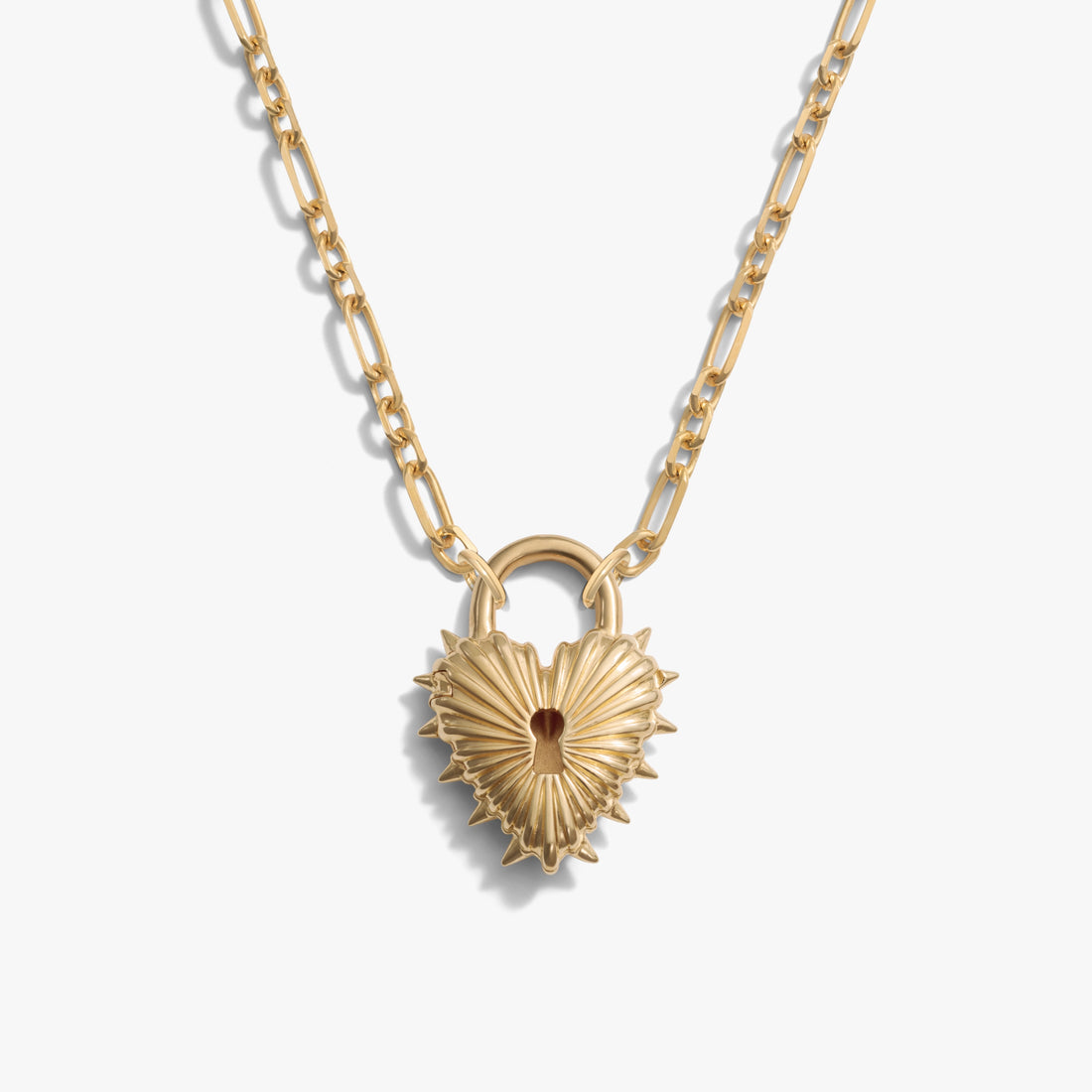 Awe Inspired Necklaces 14K Gold Vermeil Spiked Heart Locket Statement Necklace