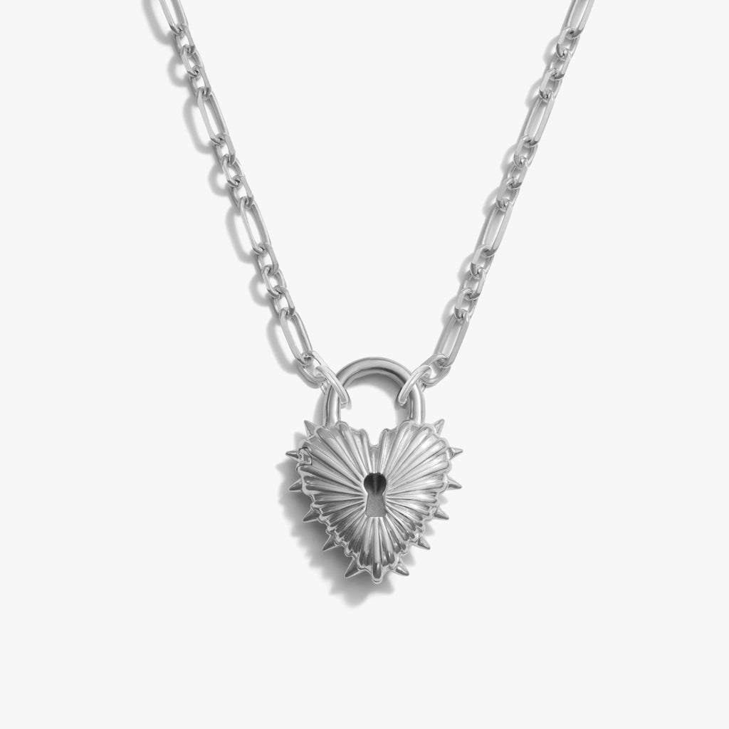 Awe Inspired Necklaces 925 Sterling Silver Spiked Heart Locket Statement Necklace