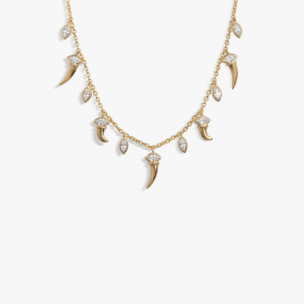Awe Inspired Necklaces 14K Gold Vermeil / Lab White Sapphire Saber-Tooth Layering Necklace