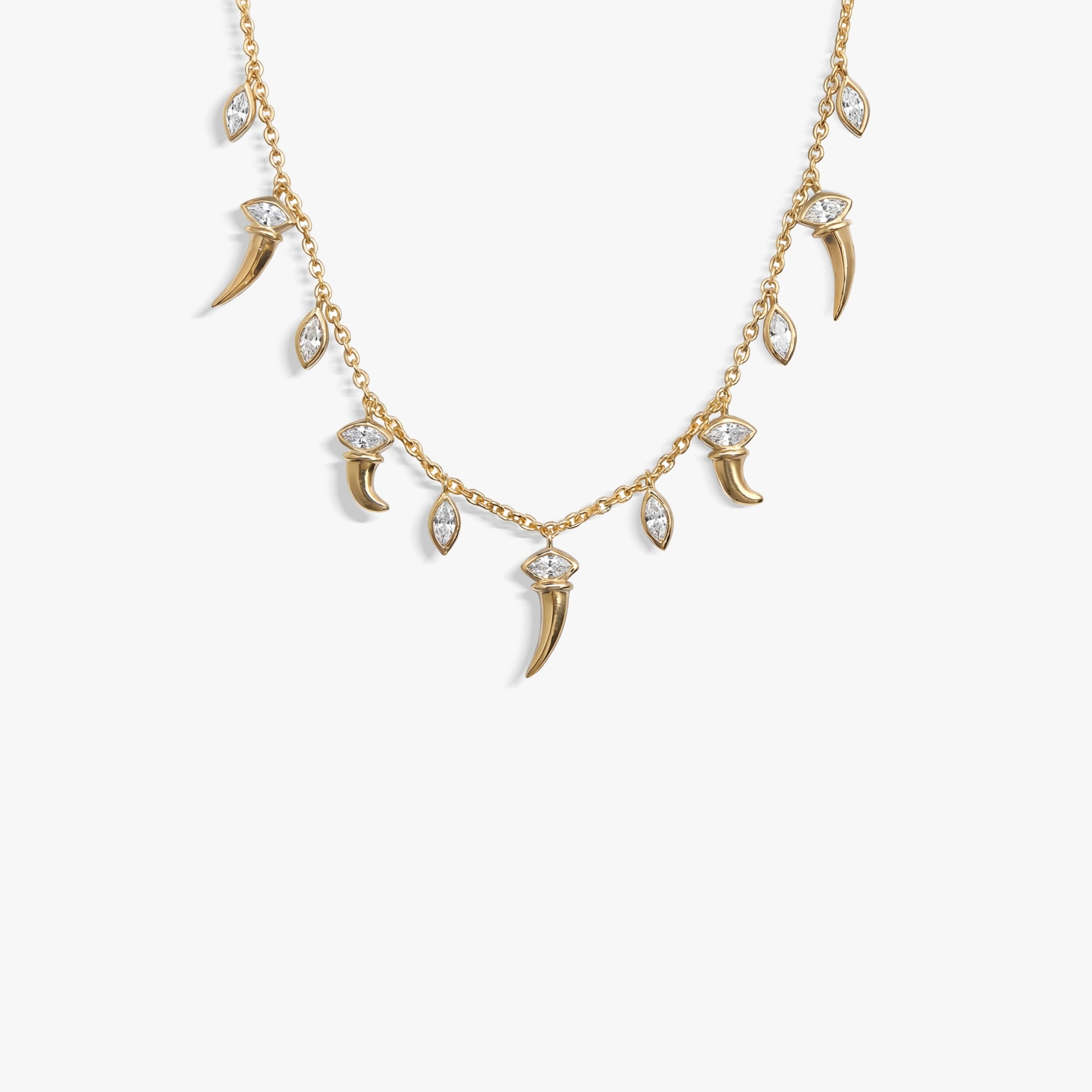 Awe Inspired Necklaces 14K Gold Vermeil / Lab White Sapphire Saber-Tooth Layering Necklace