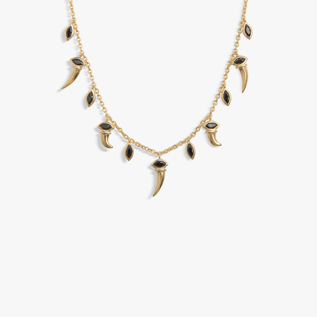 Awe Inspired Necklaces 14K Gold Vermeil / Black Spinel Saber-Tooth Layering Necklace