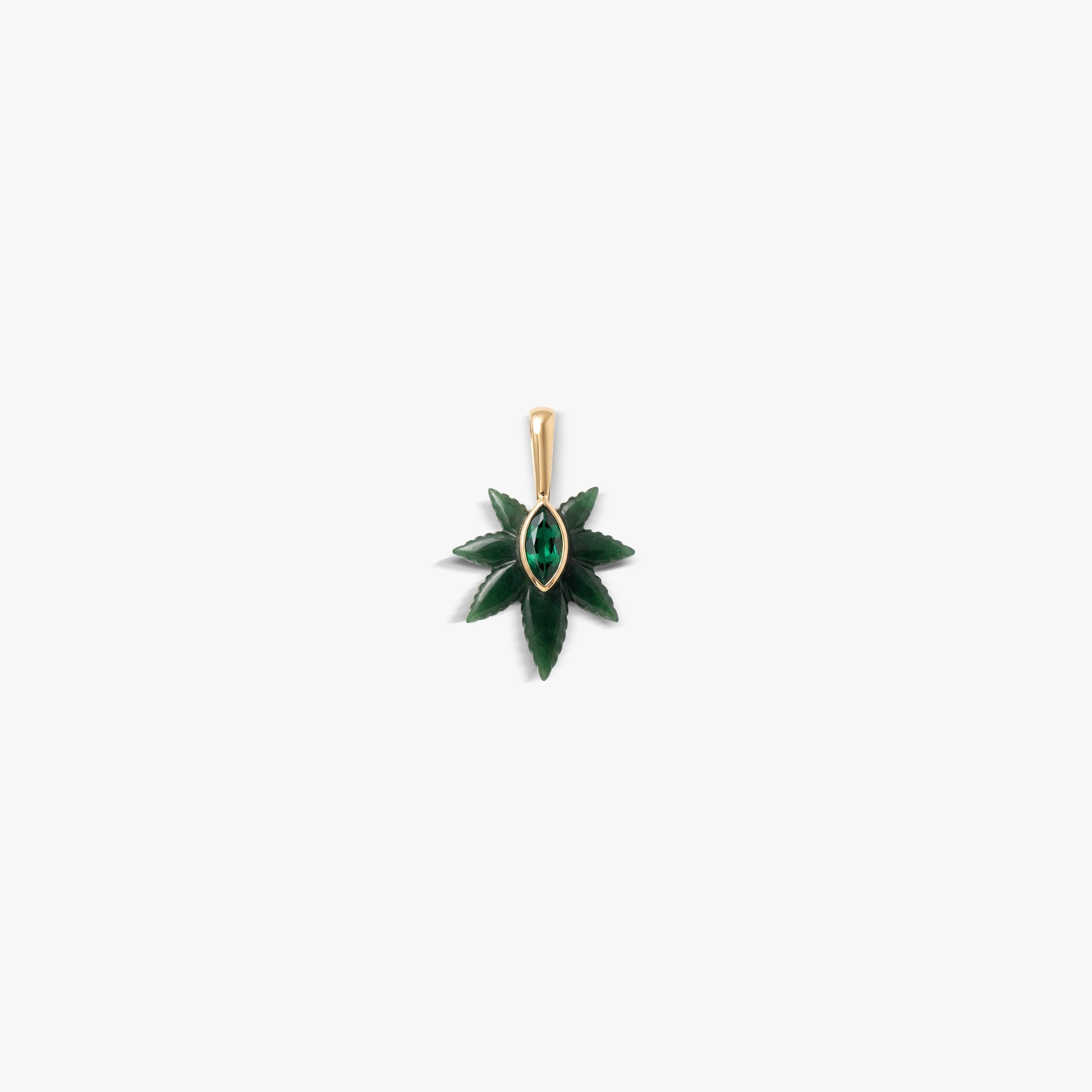 Awe Inspired Pendants 14K Gold Vermeil Jade & Emerald Plant Wisdom Pendant