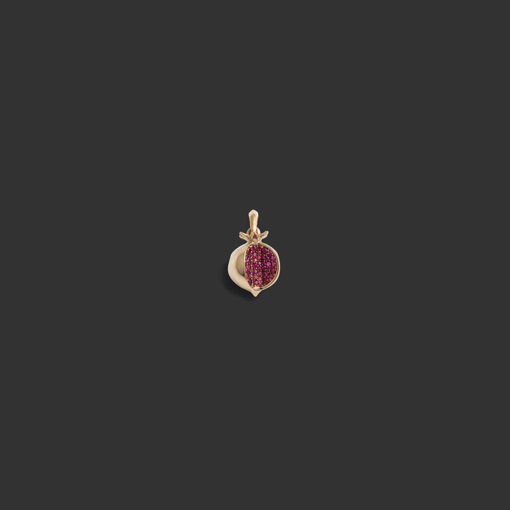 Awe Inspired Pendants 14K Yellow Gold Ruby Pomegranate Pendant