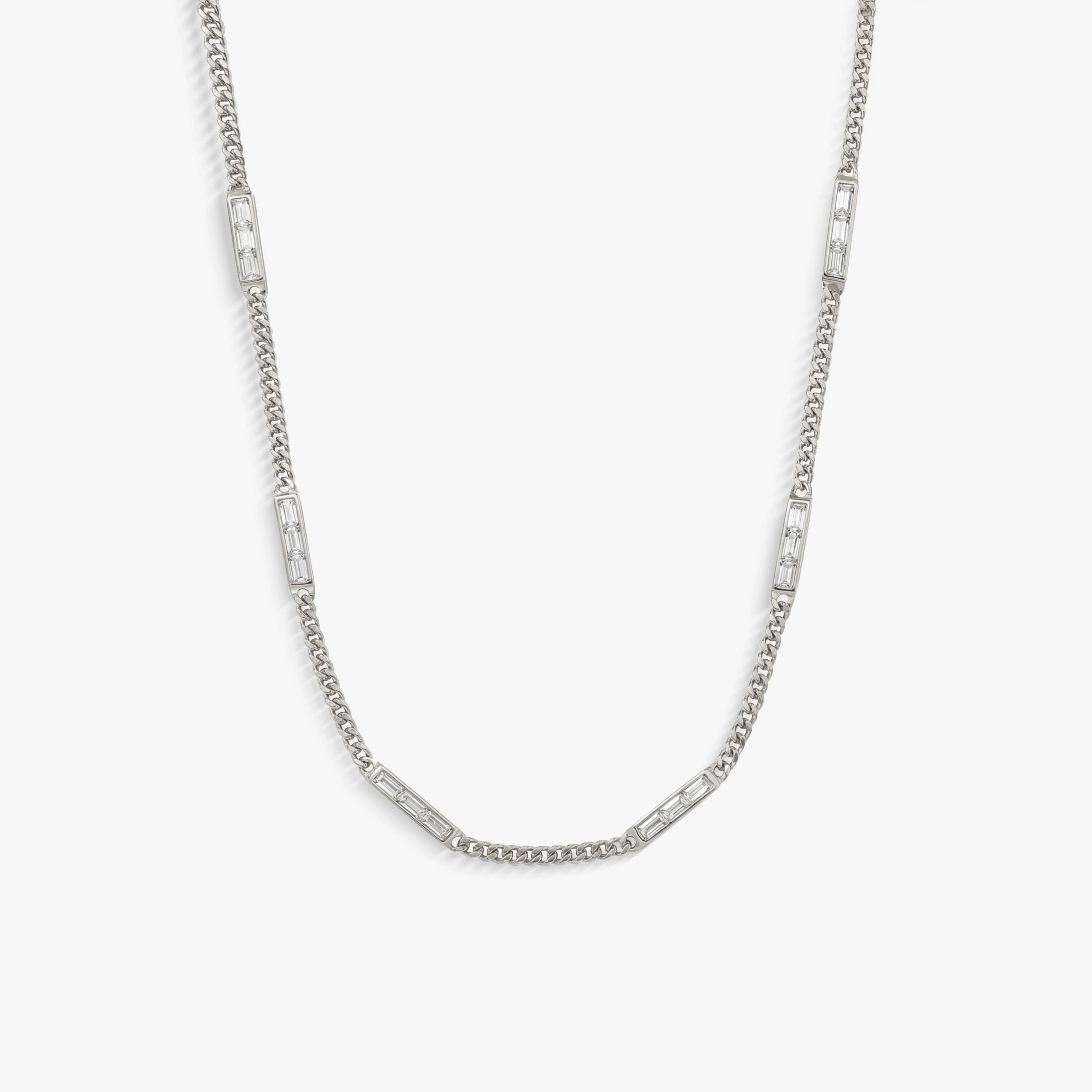 Awe Inspired Necklaces 925 Sterling Silver Sapphire Baguette Collar Necklace
