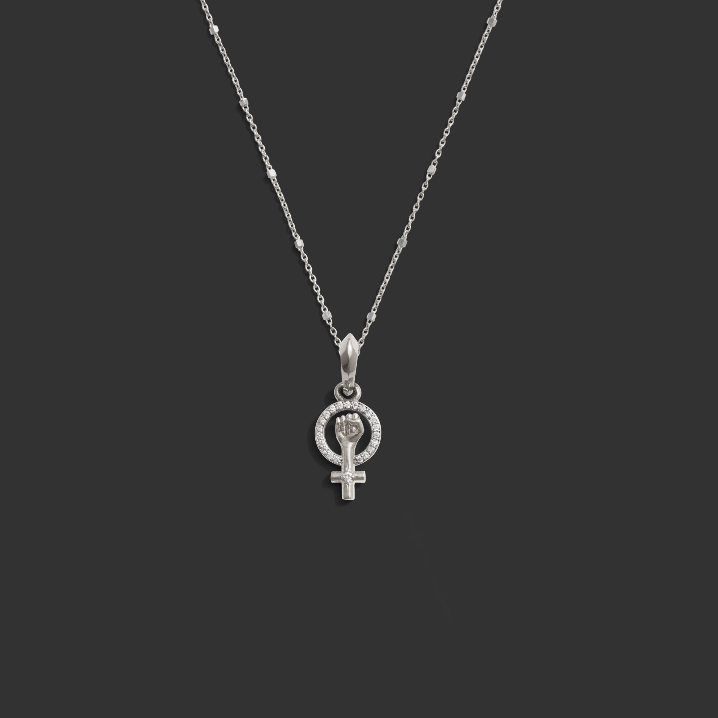 Awe Inspired Necklaces 14K White Gold / 16 Woman Power Gold Necklace