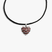 Awe Inspired Necklaces 925 Sterling Silver / Black Gemstone Spiked Heart Locket Cord Necklace