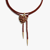 Awe Inspired Necklaces Gemstone Spiked Heart Locket Cord Necklace