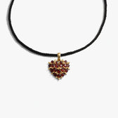 Awe Inspired Necklaces 14K Gold Vermeil / Black Gemstone Spiked Heart Locket Cord Necklace