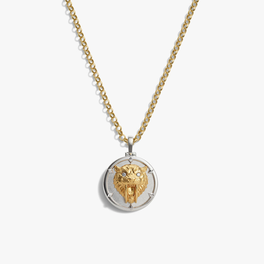 Awe Inspired Necklaces 14K Gold Vermeil / 16''-18'' Sapphire Saber-Toothed Cat Necklace