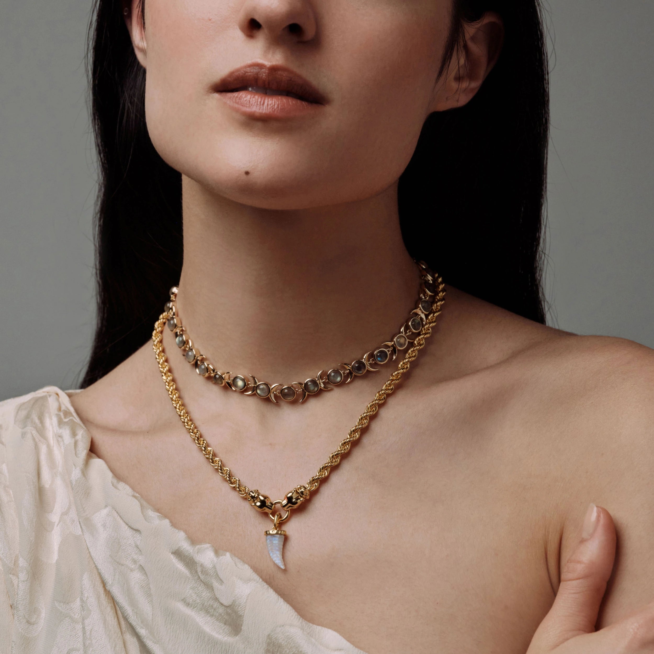 Awe Inspired Necklaces Carved Gemstone Saber-Tooth Necklace