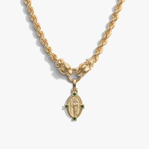 Awe Inspired Necklaces 14K Gold Vermeil Sekhmet & Bastet Dual Goddess Jaguar Necklace