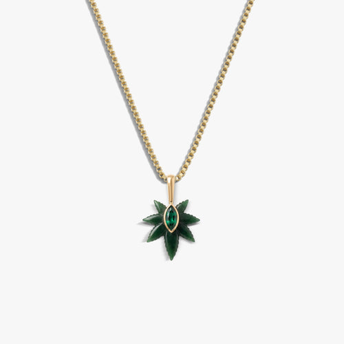 Awe Inspired Necklaces 14K Gold Vermeil / 16''-18'' Jade & Emerald Plant Wisdom Necklace