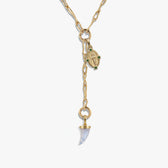 Awe Inspired Necklaces 14K Gold Vermeil Carved Gemstone Saber-Tooth Lariat