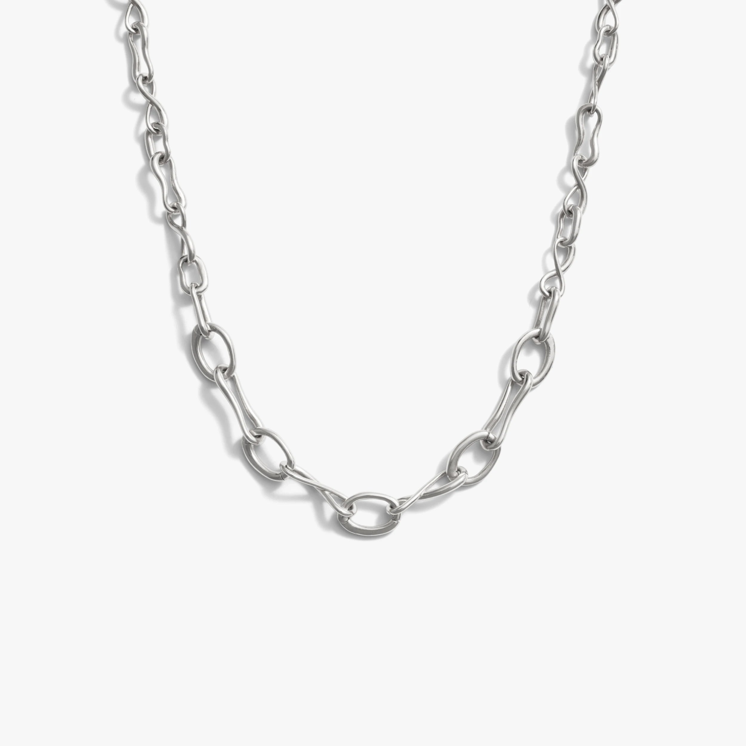 Awe Inspired Necklaces 925 Sterling Silver Organic Link 5-Charm Collector Necklace
