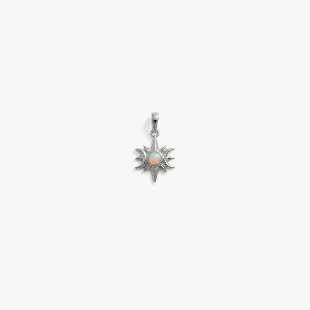 Awe Inspired Pendants 925 Sterling Silver Opal Triple Moon Pendant