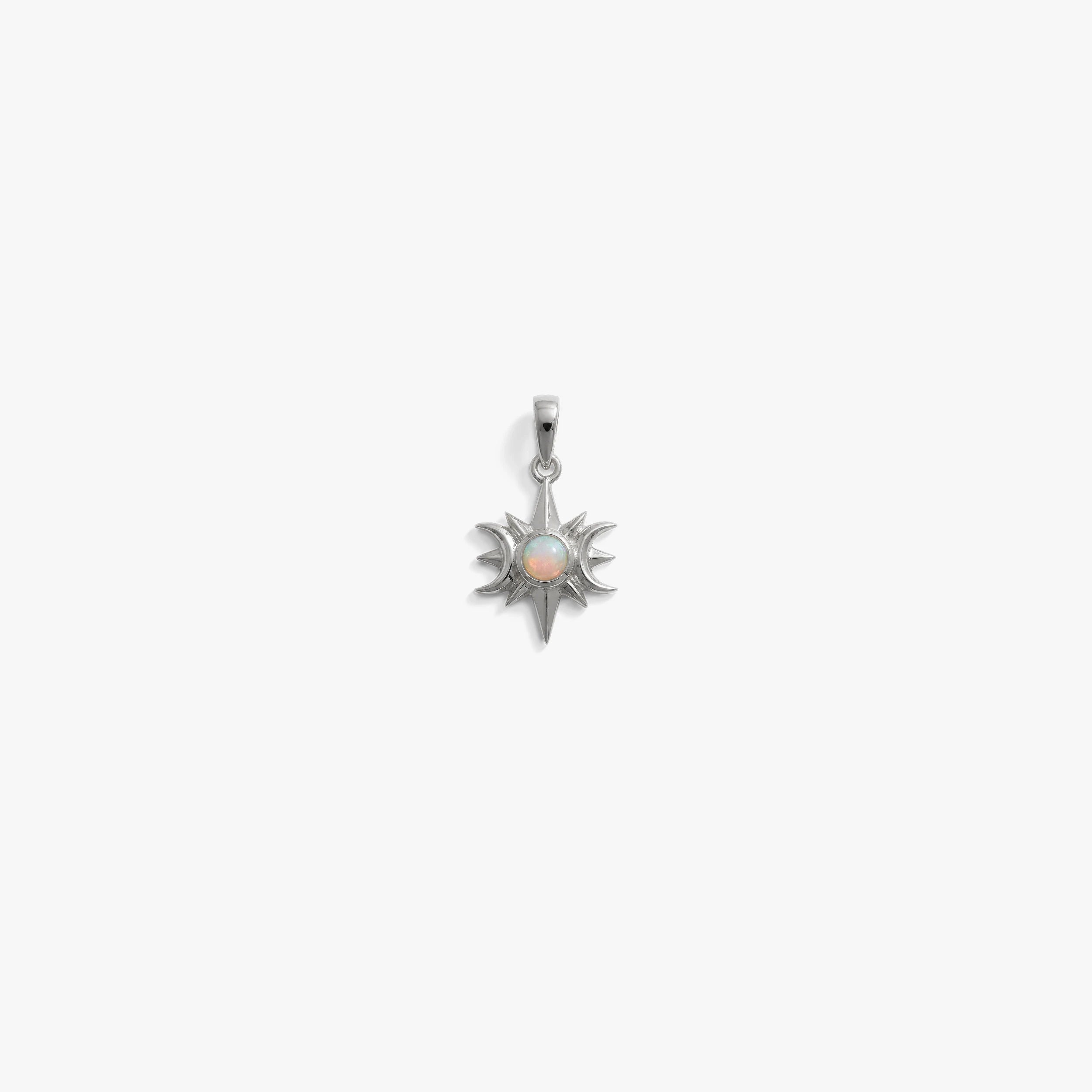 Awe Inspired Pendants 925 Sterling Silver Opal Triple Moon Pendant