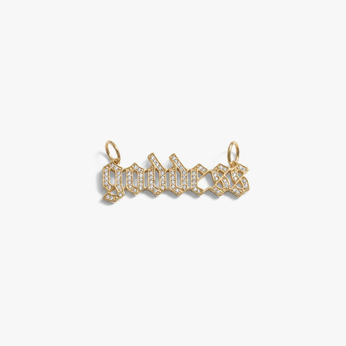 Awe Inspired Pendants 14K Gold Vermeil Gothic Goddess Nameplate