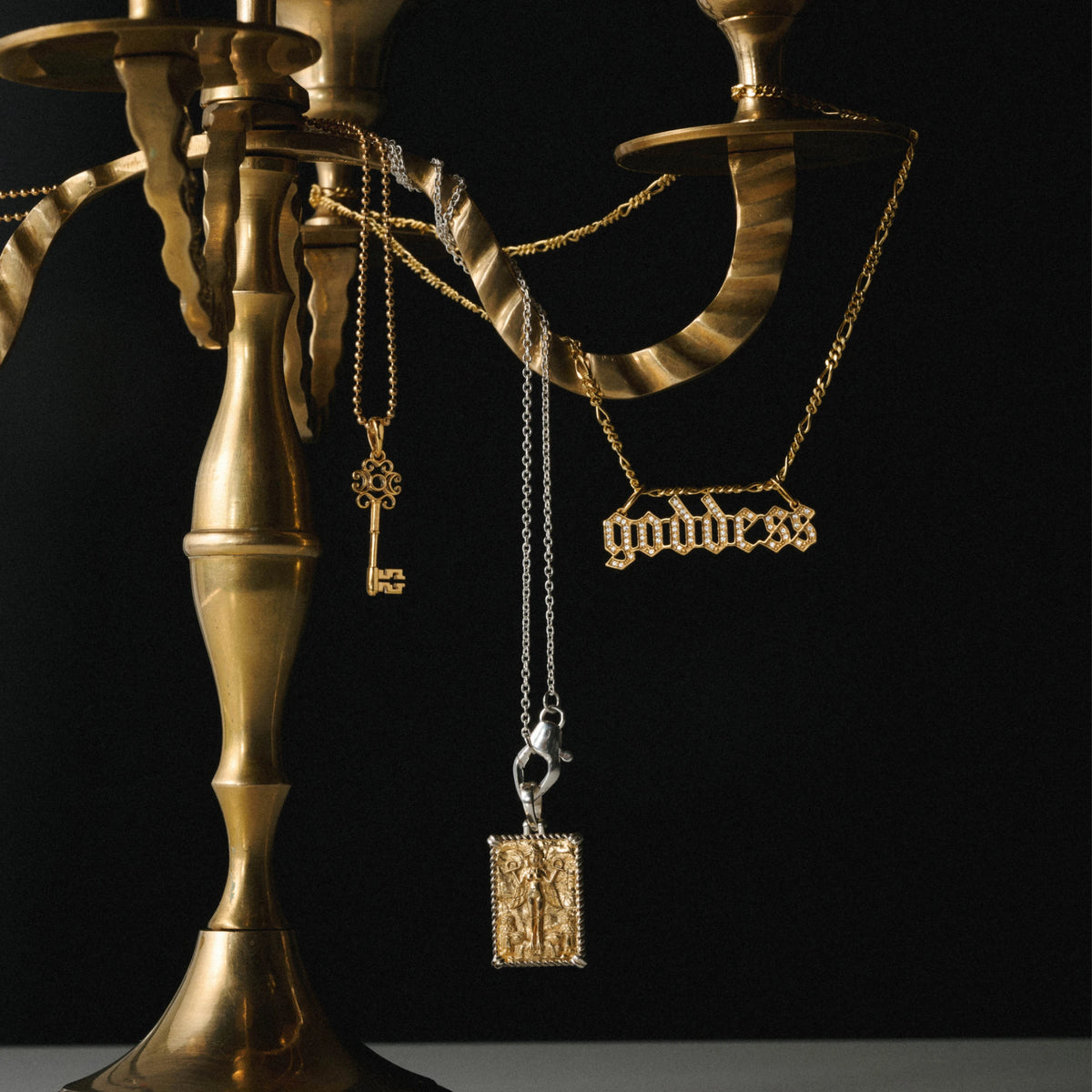 Awe Inspired Pendants Gothic Goddess Nameplate