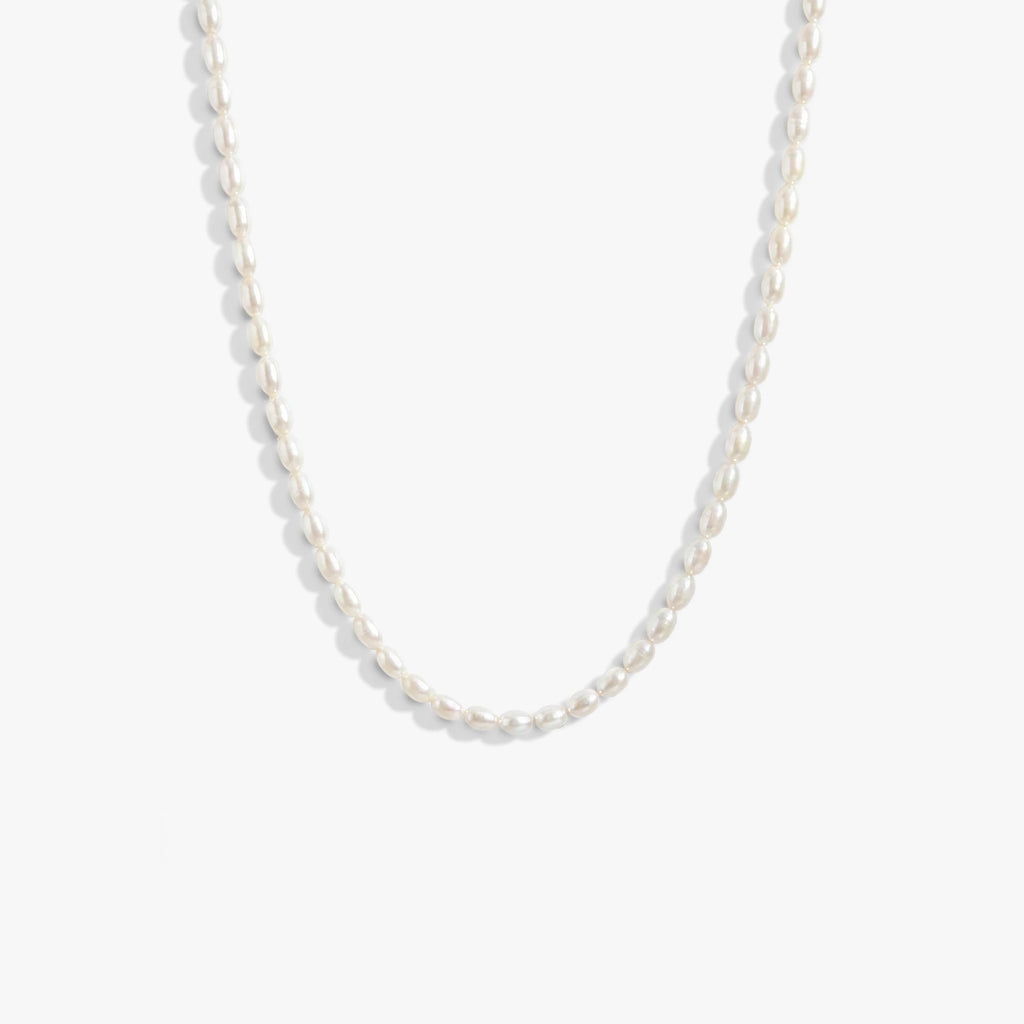 Awe Inspired Necklaces 925 Sterling Silver / Rice Pearl Aura Gemstone Layering Necklace