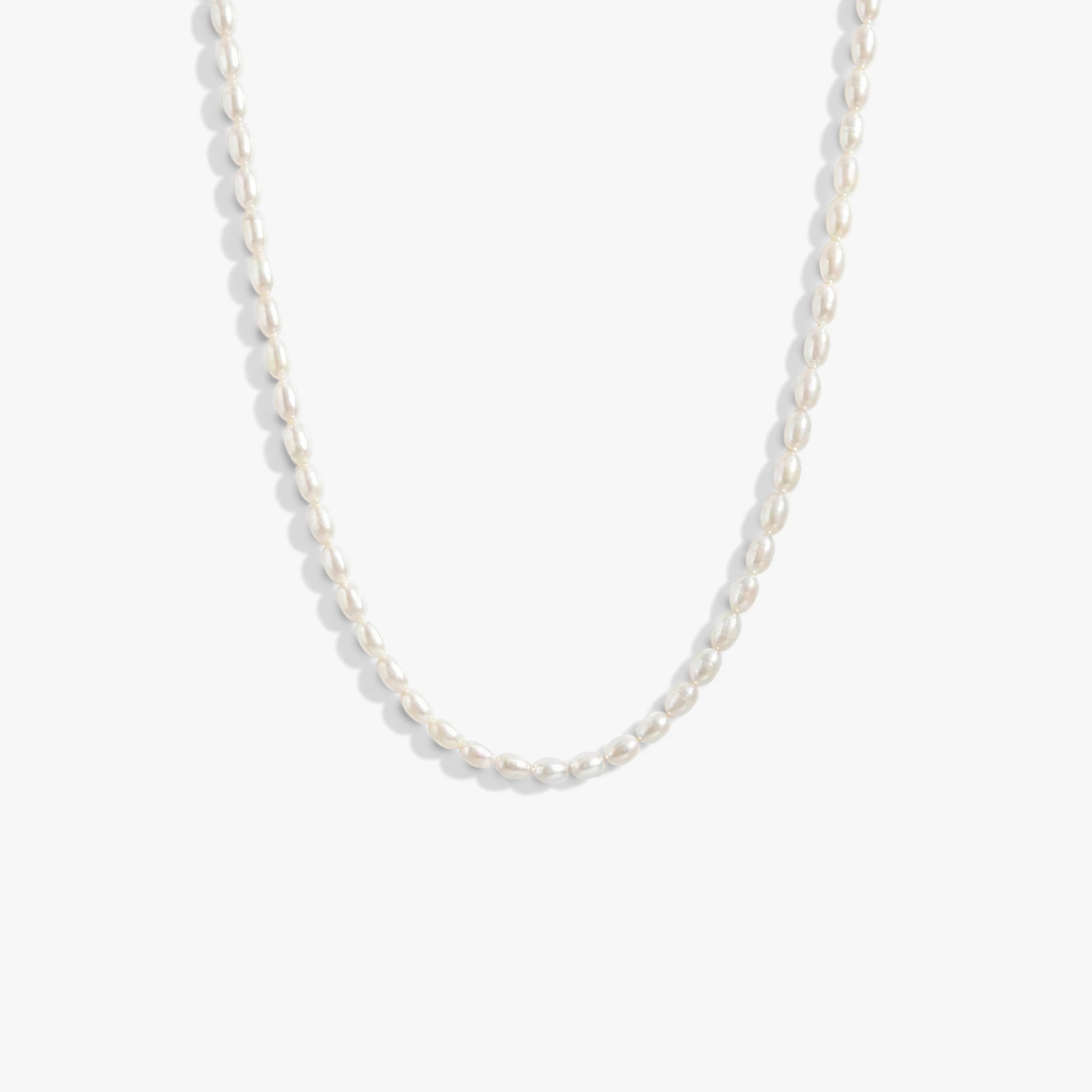 Awe Inspired Necklaces 925 Sterling Silver / Rice Pearl Aura Gemstone Layering Necklace