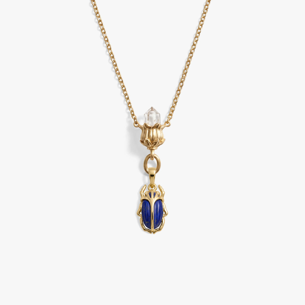 Awe Inspired Necklaces 14K Gold Vermeil / Tiger's Eye Deathwatch Beetle Collector Necklace
