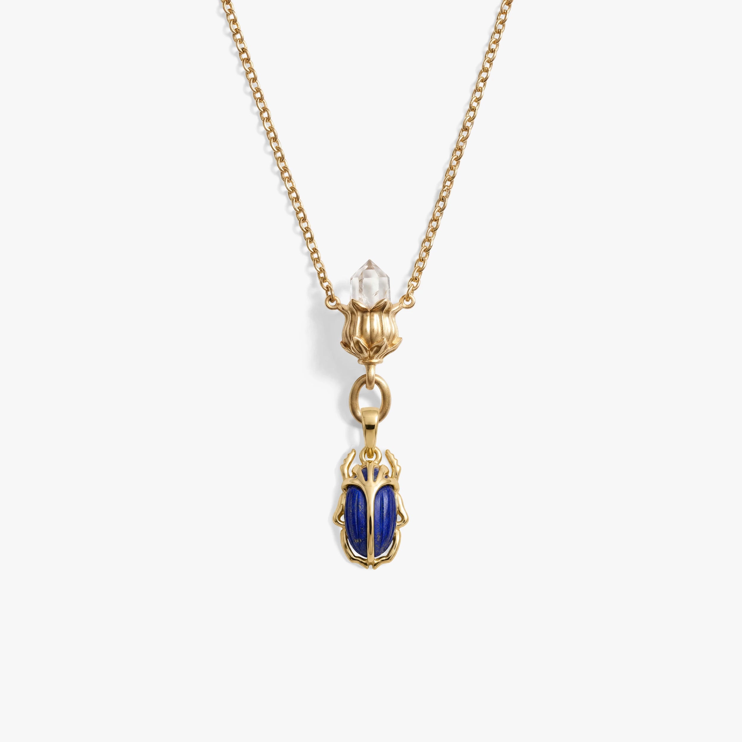 Awe Inspired Necklaces 14K Gold Vermeil / Tiger's Eye Deathwatch Beetle Collector Necklace
