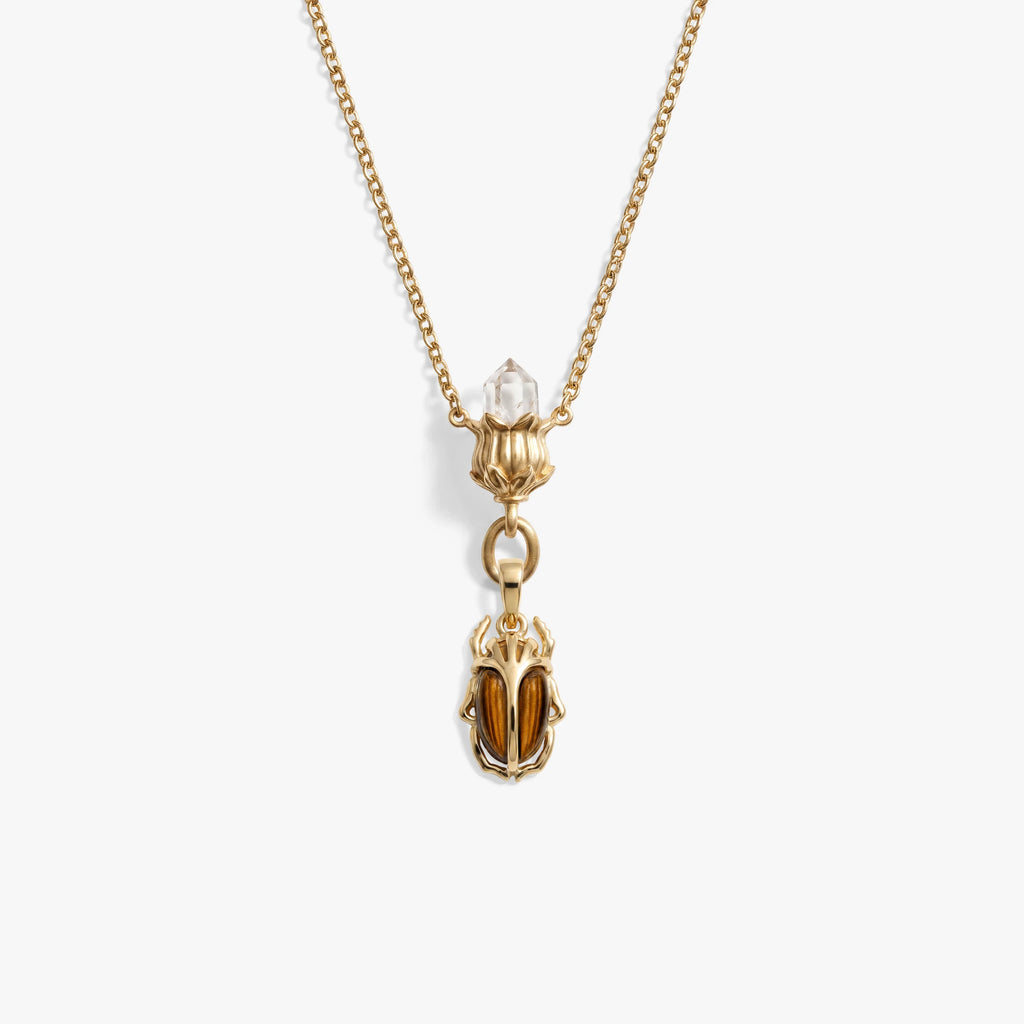 Awe Inspired Necklaces 14K Gold Vermeil / Blue Lapis Deathwatch Beetle Collector Necklace