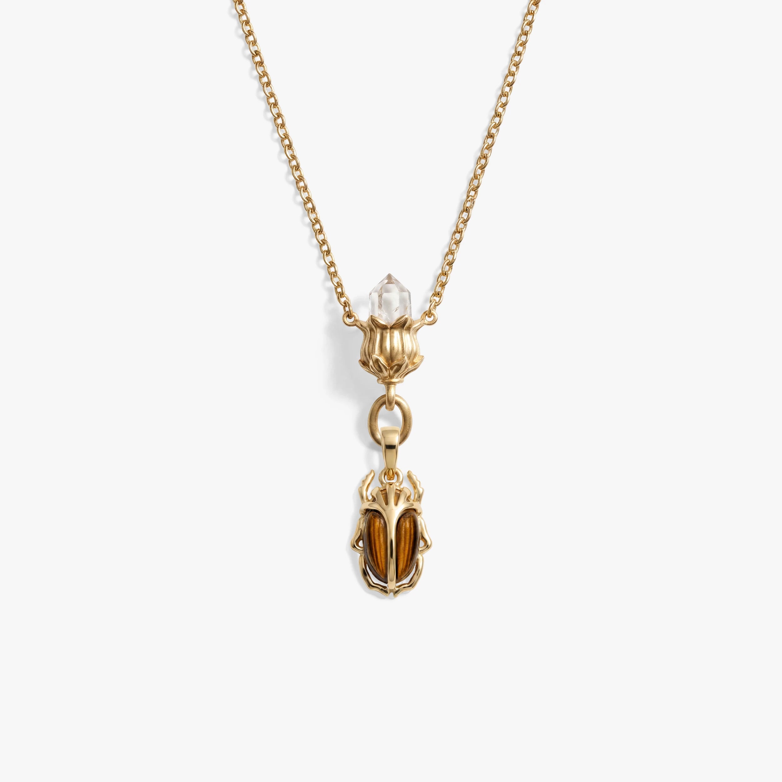 Awe Inspired Necklaces 14K Gold Vermeil / Blue Lapis Deathwatch Beetle Collector Necklace