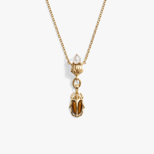 Awe Inspired Necklaces 14K Gold Vermeil / Blue Lapis Deathwatch Beetle Collector Necklace