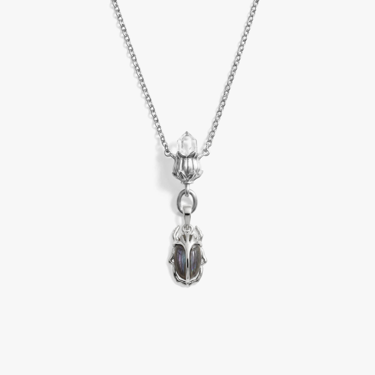 Awe Inspired Necklaces 925 Sterling Silver / Purple Labradorite Deathwatch Beetle Collector Necklace