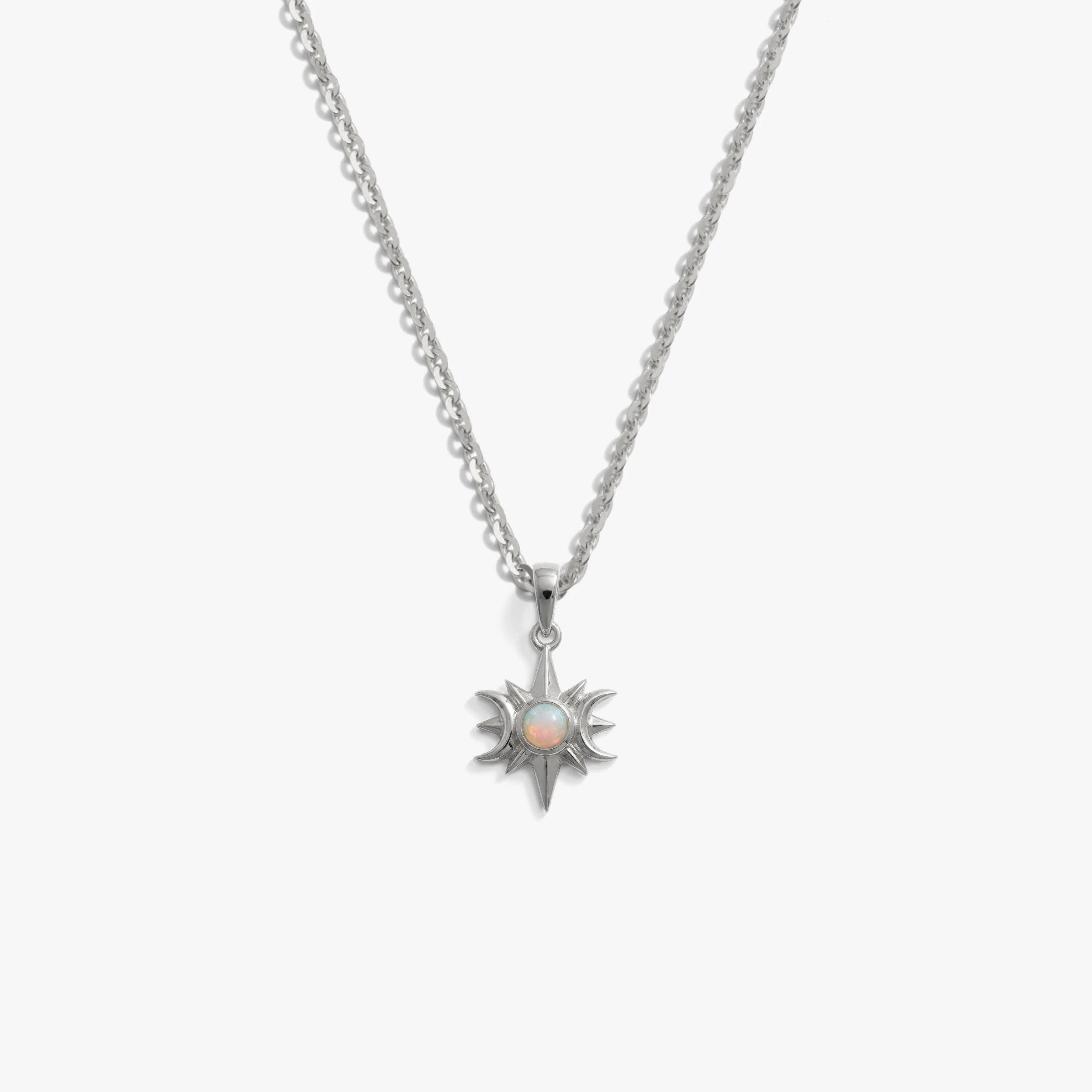Awe Inspired Necklaces 925 Sterling Silver / 16'' - 18'' Opal Triple Moon Necklace