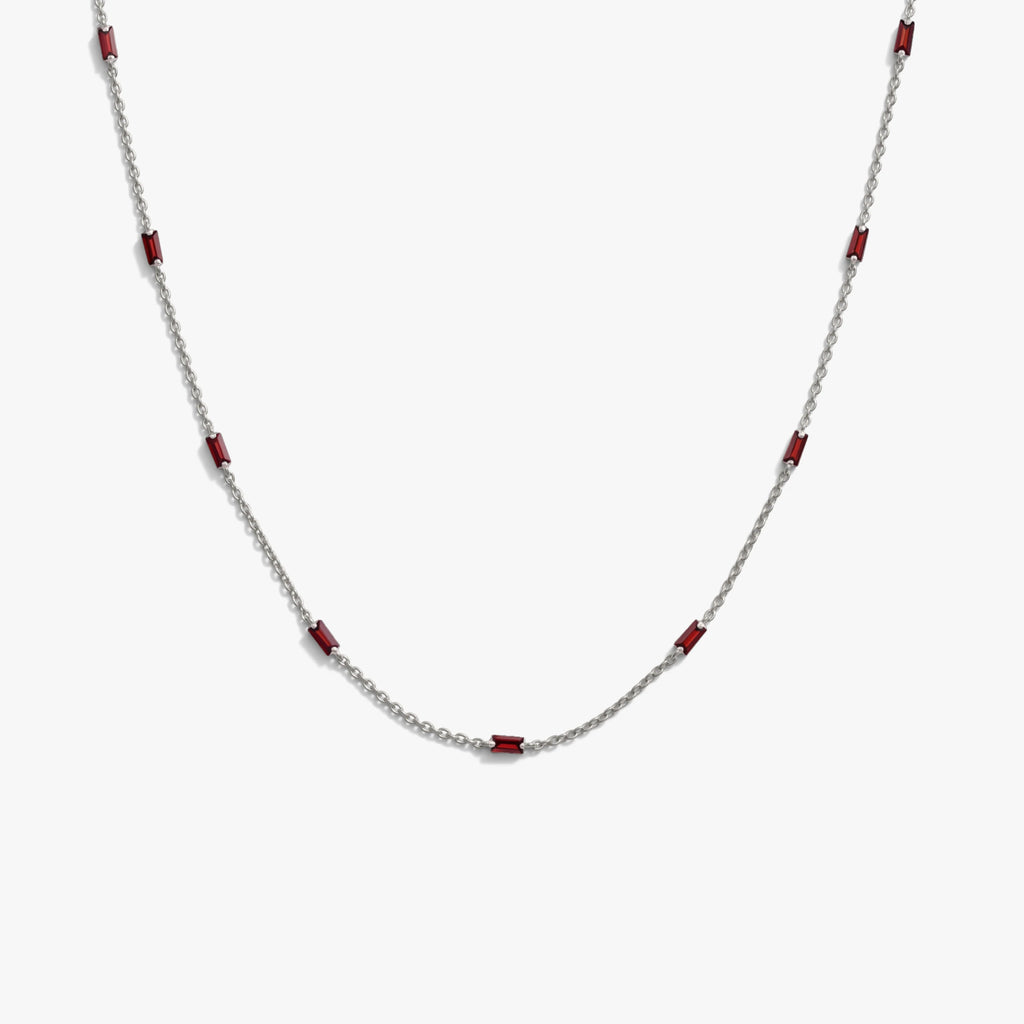 Awe Inspired Necklaces 925 Sterling Silver / Almandine Garnet Graduated Dagger Necklace