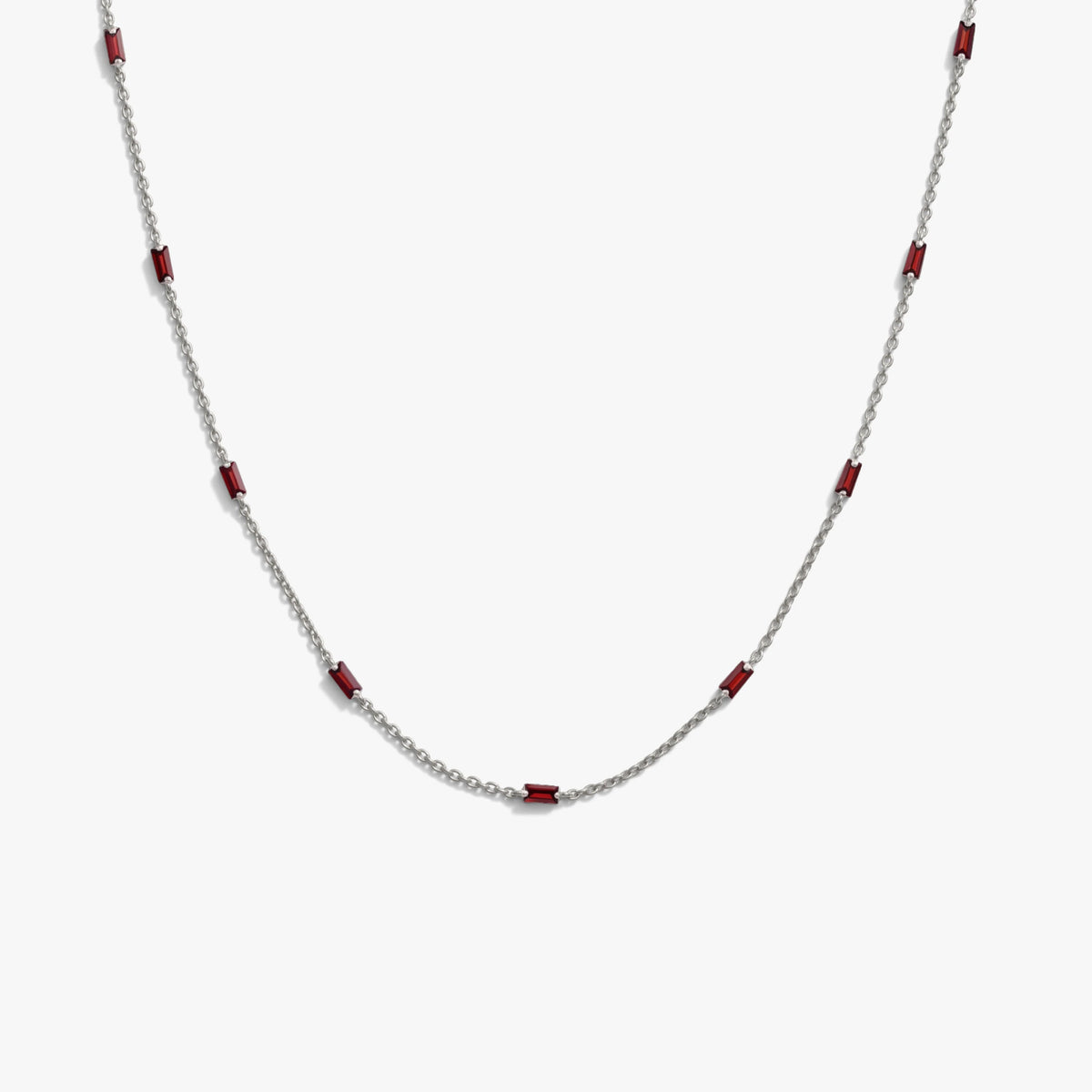 Awe Inspired Necklaces 925 Sterling Silver / Almandine Garnet Graduated Dagger Necklace