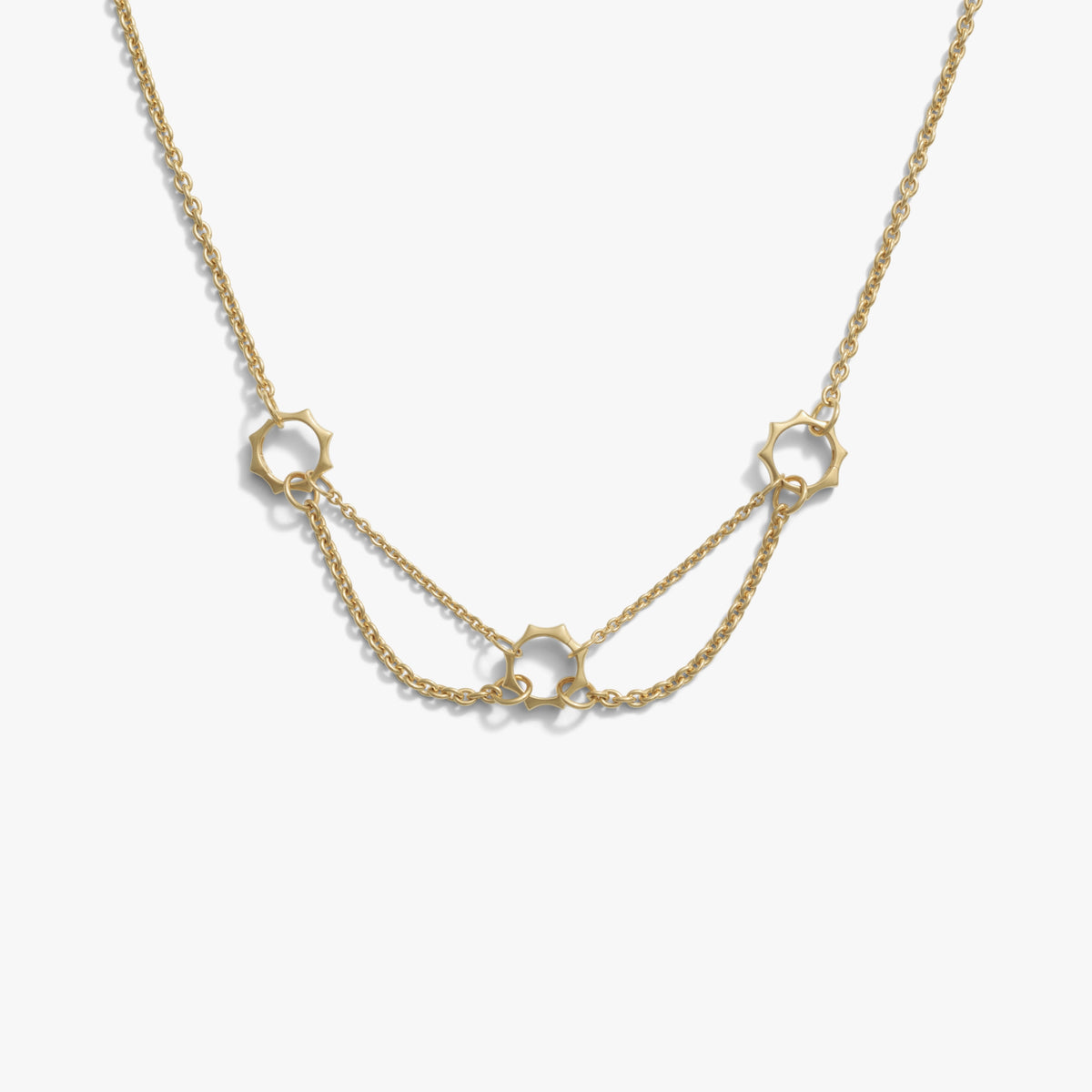 Awe Inspired Necklaces 14K Gold Vermeil Thorned 3-Charm Collector Necklace