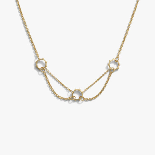 Awe Inspired Necklaces 14K Gold Vermeil Thorned 3-Charm Collector Necklace
