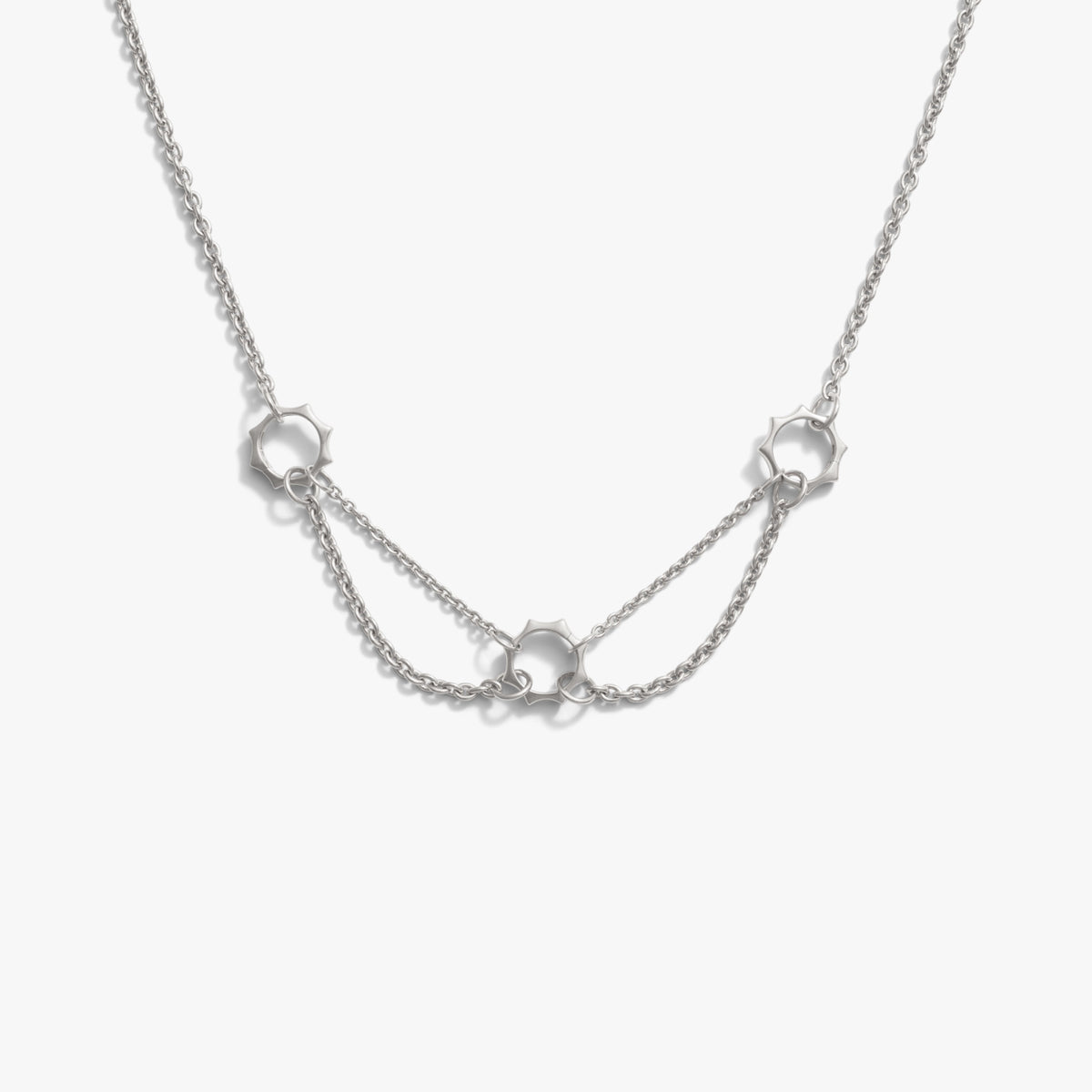 Awe Inspired Necklaces 925 Sterling Silver Thorned 3-Charm Collector Necklace