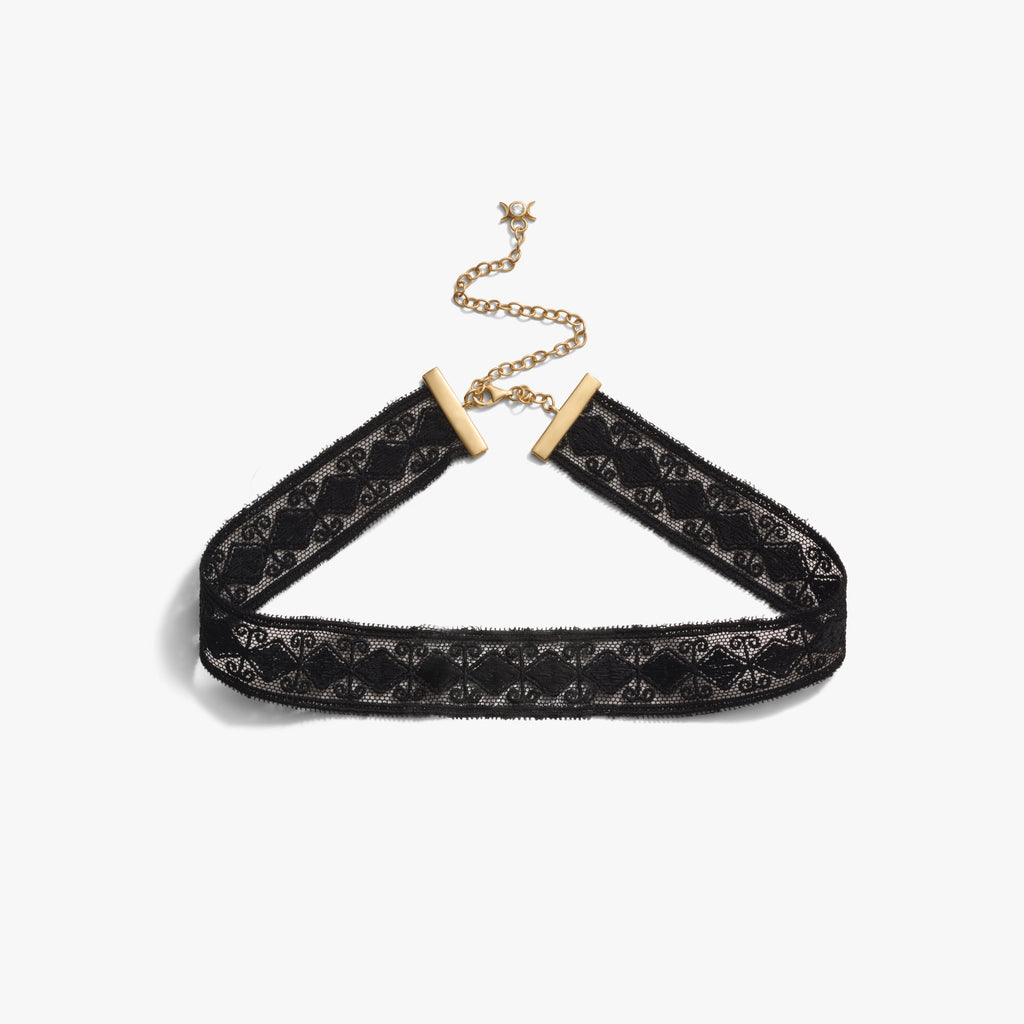 Awe Inspired Necklaces 14K Gold Vermeil Mourning Lace Choker