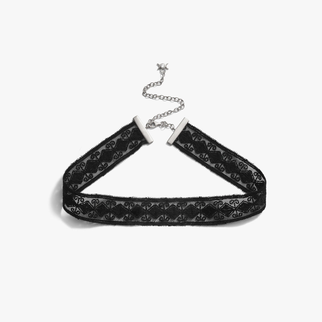 Awe Inspired Necklaces 925 Sterling Silver Mourning Lace Choker