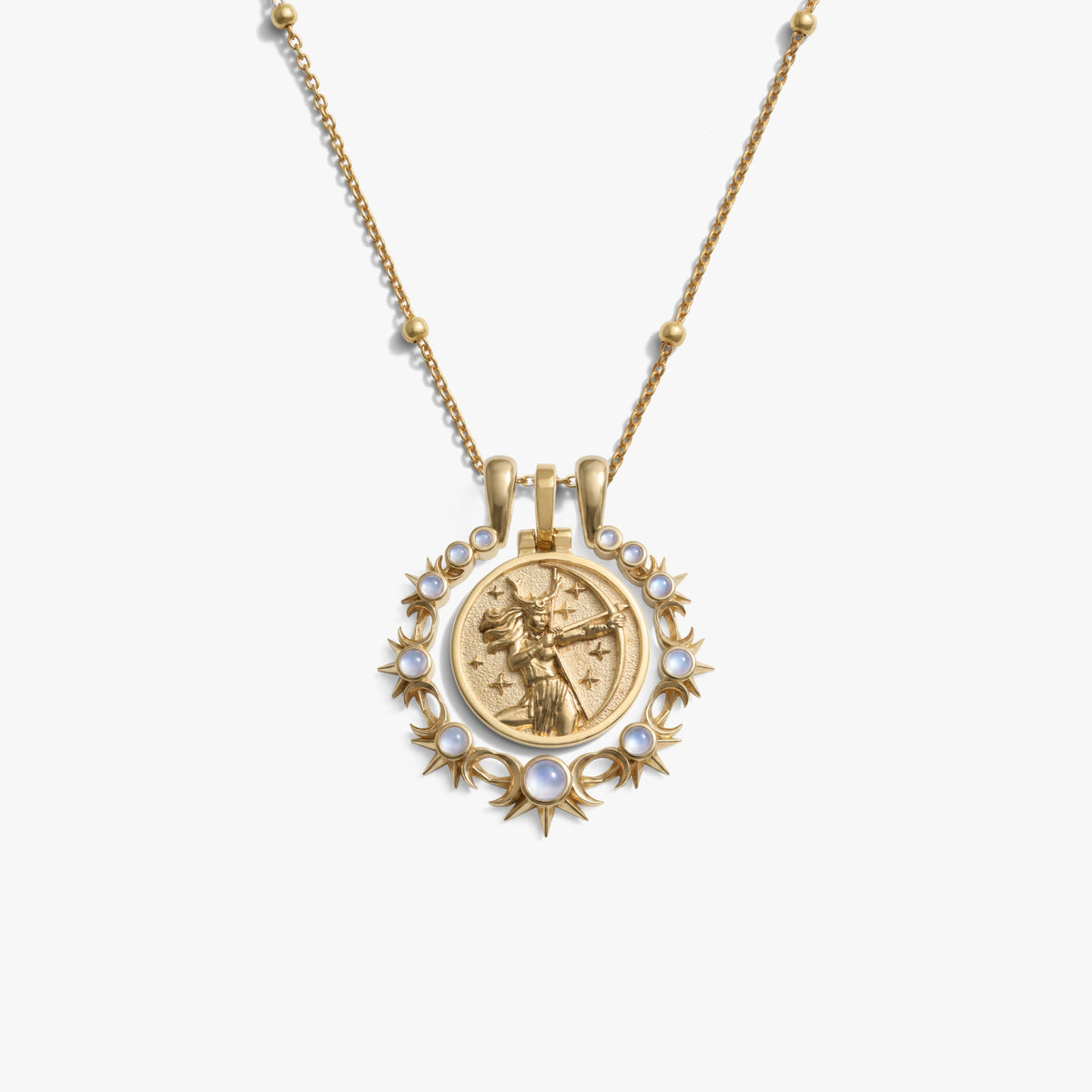 Awe Inspired Necklaces 14K Gold Vermeil / Mini Artemis / 16'' - 18'' Mini Triple Moon Goddess Halo Necklace Set