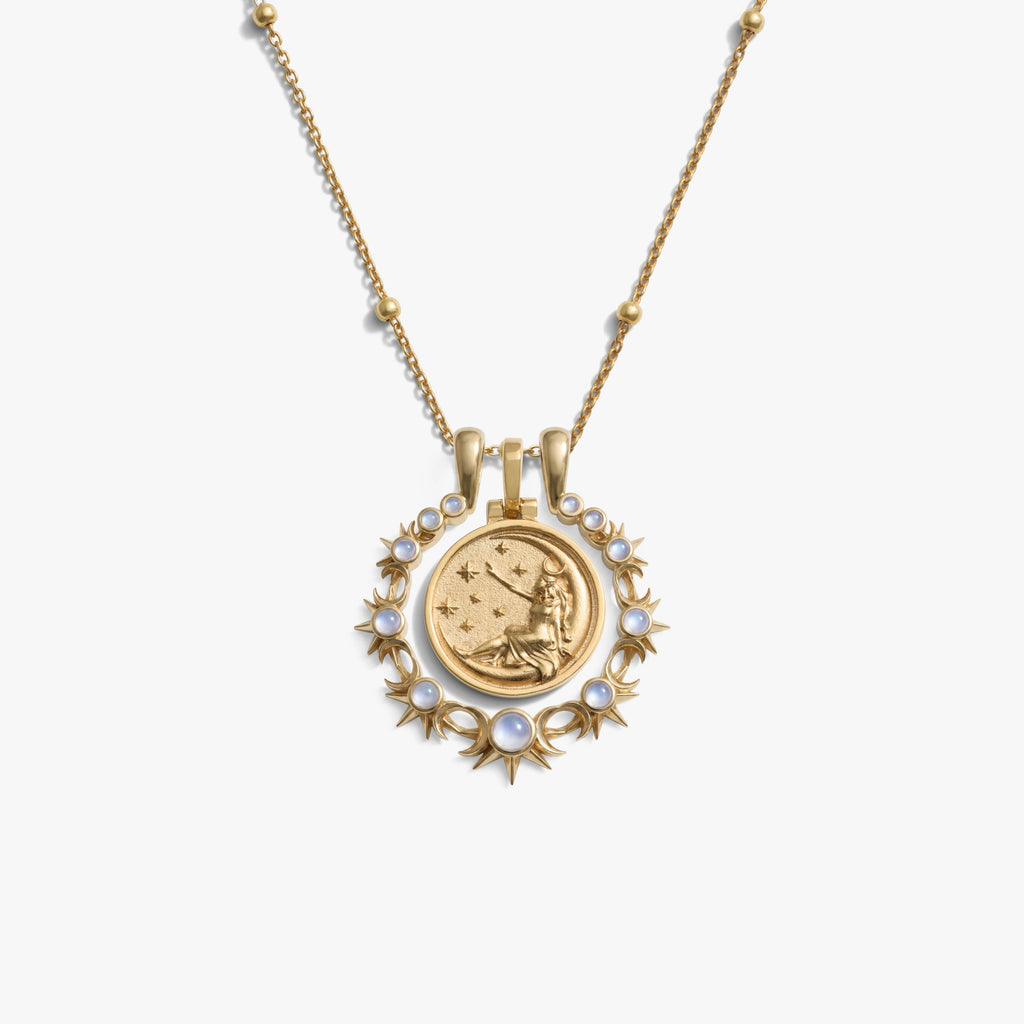 Awe Inspired Necklaces 14K Gold Vermeil / Mini Selene / 16'' - 18'' Mini Triple Moon Goddess Halo Necklace Set