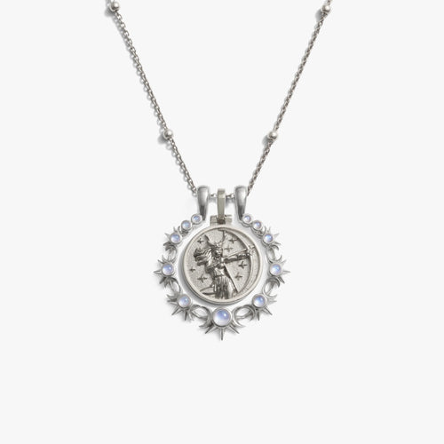 Awe Inspired Necklaces 925 Sterling Silver / Mini Artemis / 16'' - 18'' Mini Triple Moon Goddess Halo Necklace Set